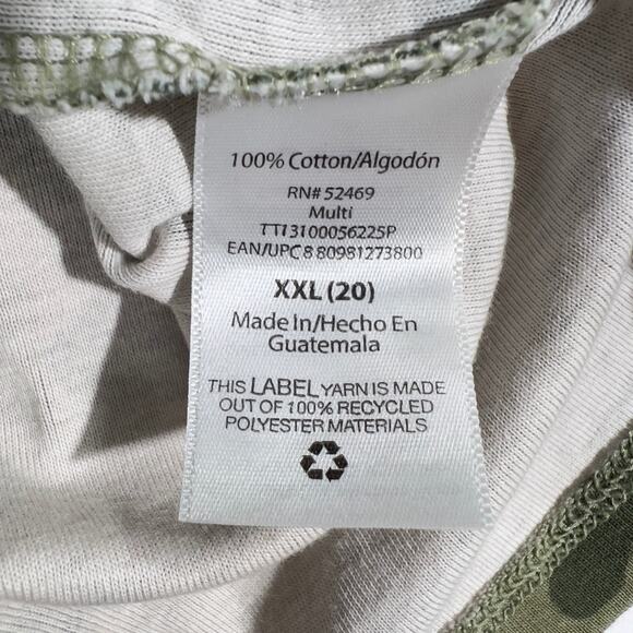 Time And Tru T-Shirt Woman XXL 20 Scoop Neck Green Camo Short Sleeve 100% Cotton - Picture 4 of 10